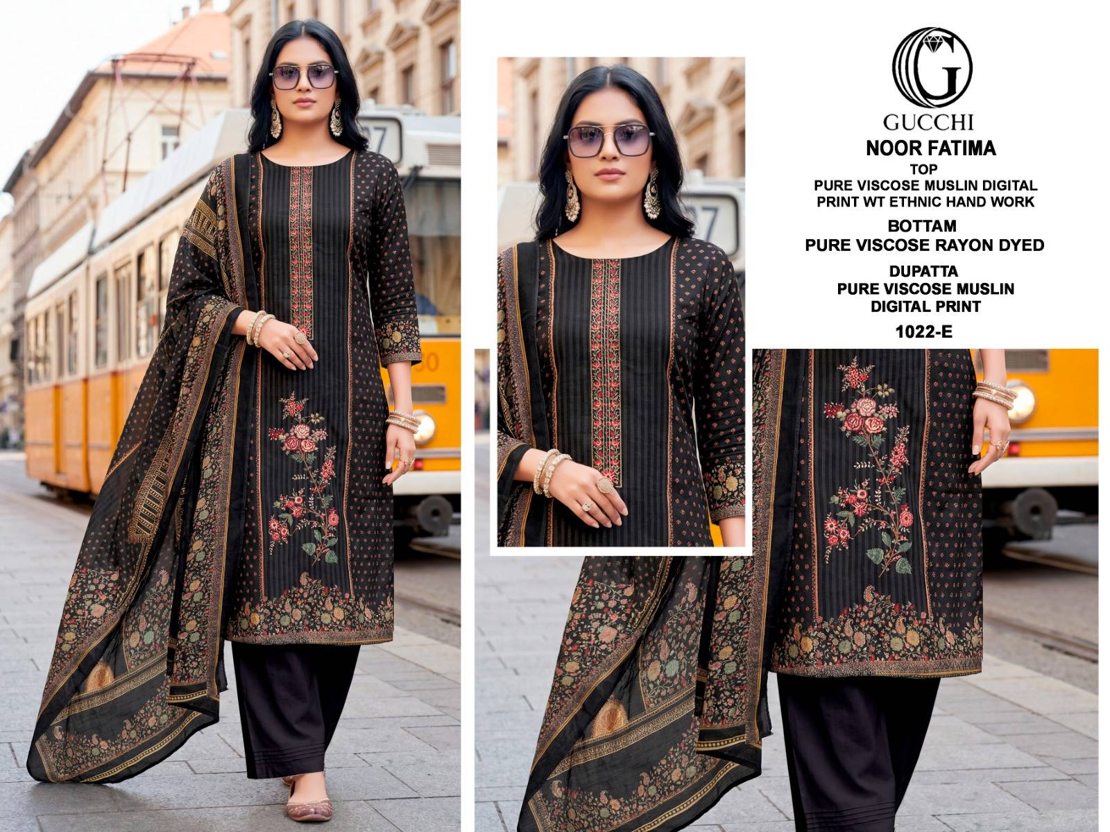 NOOR FATIMA - 1022 Series By GUCCHI Stylish Beautiful Colourful Pure Viscose Muslin Dresses At Wholesale Price